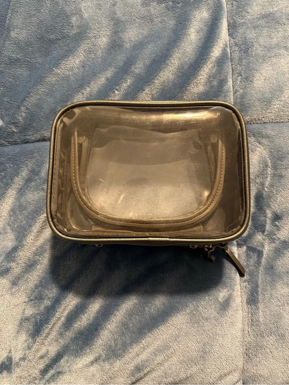 Calpak Small Clear Cosmetic Case in Steel Color